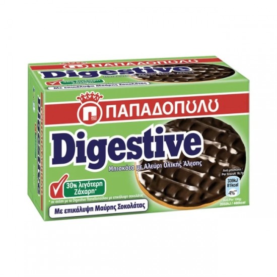 ΠΑΠΑΔΟΠΟΥΛΟΥ 200G DIGESTIVE ΜΑΥΡΗ ΣΟΚ 30% ΛΙΓ ΖΑΧ