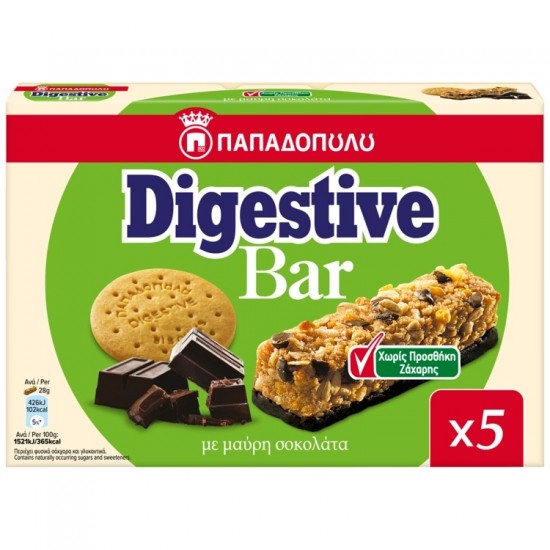 ΠΑΠΑΔΟΠΟΥΛΟΥ 28Gx5 BARS DIGEST. ΣΟΚΟΛ ΧΩΡΙΣ ΖΑΧΑΡΗ