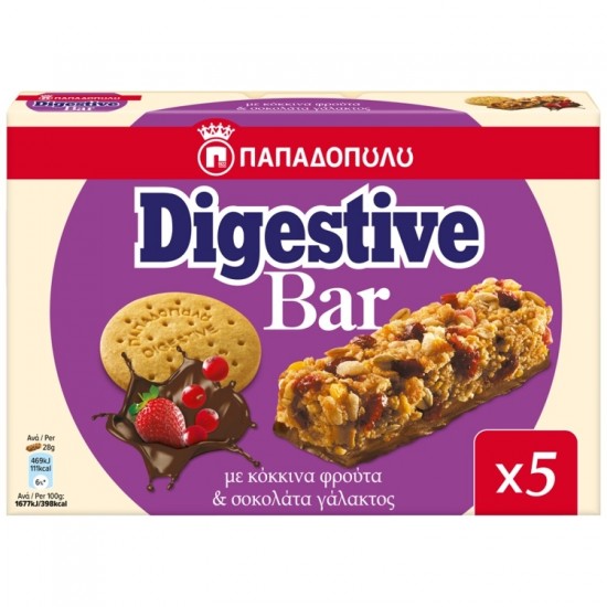 ΠΑΠΑΔΟΠΟΥΛΟΥ 28Gx5 BARS DIGEST. ΚΟΚ.ΦΡΟΥΤΑ & ΣΟΚΟΛ