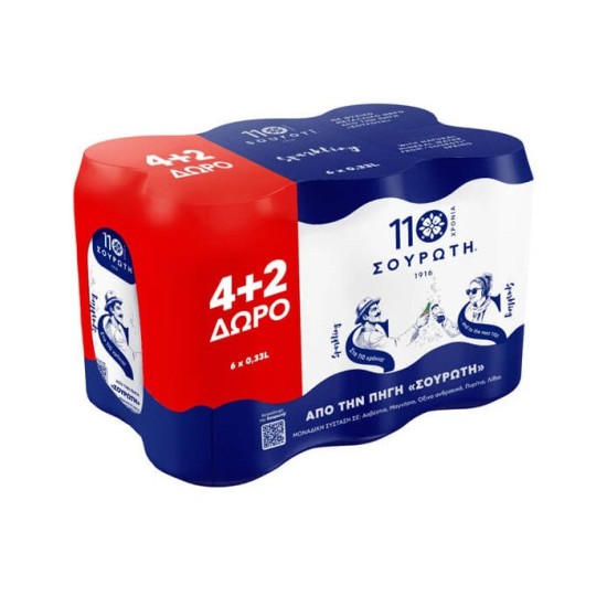 ΣΟΥΡΩΤΗ 330MLX4(+2FREE) ΑΝΘΡΑΚΟΥΧΟ ΦΥΣ ΜΕΤΑΛ ΝΕΡΟ / ΚΟΥΤΙ