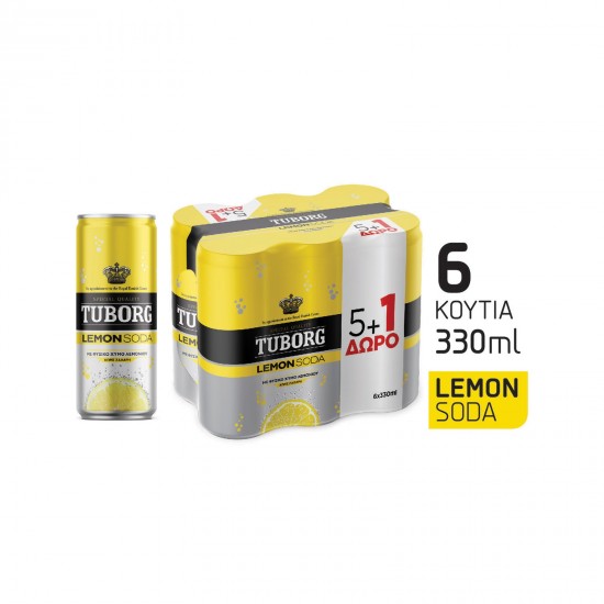 (-10%)TUBORG 330MLx5(+1 free) LEMON SODA SLEEK
