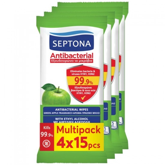 (-45%)SEPTONA 15-TMX x4 REFRESH WIPES ΠΡΑΣΙΝΟ ΜΗΛΟ