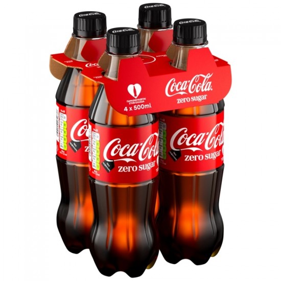 COCA COLA 500MLx4 ZERO TOP CLIP PET